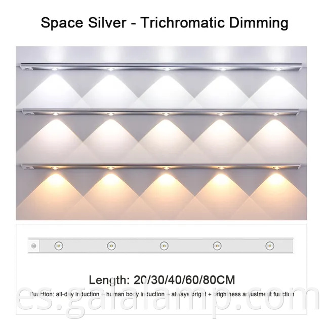 Sensor de movimiento inalámbrico LED nocturna para gabinetes de cocina y dormitorios